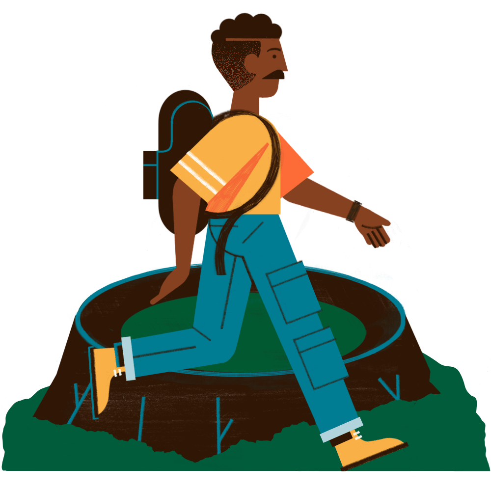 Vector image of a man hiking