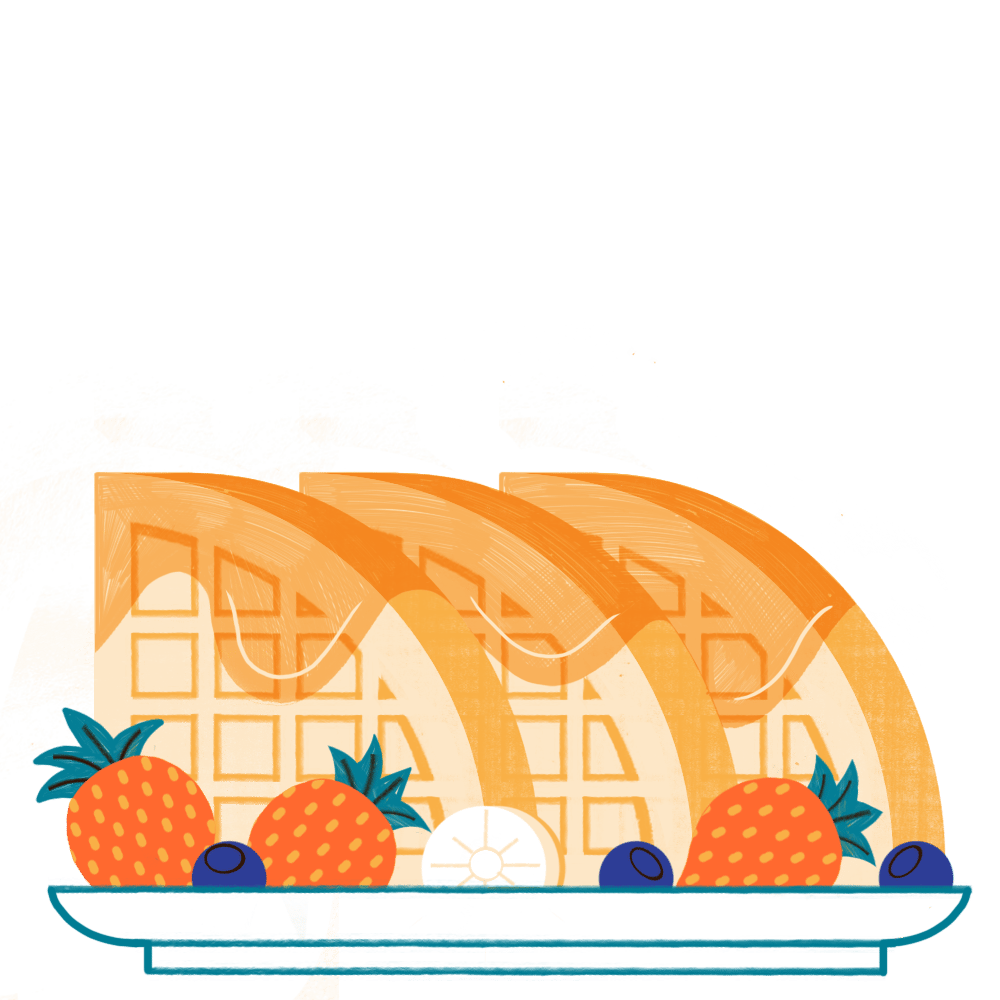 Vector image of waffles with fruit