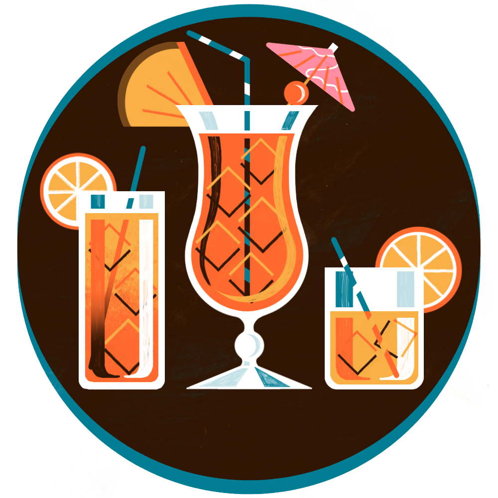 Vector image of three cocktails